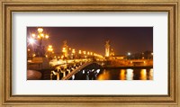 Bridge across the river at night, Pont Alexandre III, Seine River, Paris, Ile-De-France, France Fine Art Print