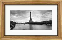 Eiffel Tower from Pont De Bir-Hakeim, Paris, France (black and white) Fine Art Print
