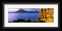 Rock formations at coast, Elgol, Black Cuillin, Isle of Skye, Inner Hebrides, Scotland Fine Art Print