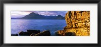 Rock formations at coast, Elgol, Black Cuillin, Isle of Skye, Inner Hebrides, Scotland Fine Art Print