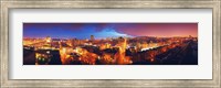 High angle view of a city lit up at night, Montreal, Quebec, Canada Fine Art Print