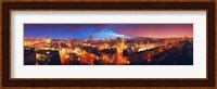High angle view of a city lit up at night, Montreal, Quebec, Canada Fine Art Print