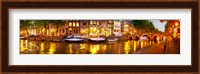 Buildings along a canal at dusk, Amsterdam, Netherlands Fine Art Print