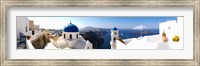 Rooftop view of buildings at the waterfront, Santorini, Greece Fine Art Print