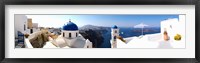 Rooftop view of buildings at the waterfront, Santorini, Greece Fine Art Print