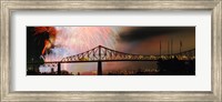 Fireworks over the Jacques Cartier Bridge at night, Montreal, Quebec, Canada Fine Art Print
