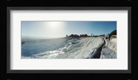 Tourists looking at a hot spring and travertine pool, Pamukkale, Denizli Province, Turkey Fine Art Print