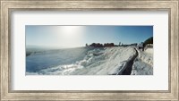 Tourists looking at a hot spring and travertine pool, Pamukkale, Denizli Province, Turkey Fine Art Print