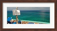 Sign at Xtabi Hotel above cliffs, Negril, Westmoreland, Jamaica Fine Art Print