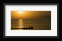Fishing boat in the sea at sunset, Negril, Westmoreland, Jamaica Fine Art Print