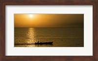 Fishing boat in the sea at sunset, Negril, Westmoreland, Jamaica Fine Art Print