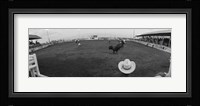 Cowboy riding bull at rodeo arena, Pecos, Texas, USA Fine Art Print