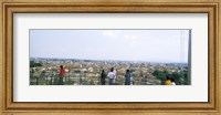 Tourists looking at city from Leaning Tower Of Pisa, Piazza Dei Miracoli, Pisa, Tuscany, Italy Fine Art Print