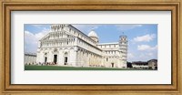 Tower with a cathedral, Leaning Tower Of Pisa, Pisa Cathedral, Piazza Dei Miracoli, Pisa, Tuscany, Italy Fine Art Print