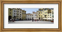 Tourists at a town square, Piazza Dell'Anfiteatro, Lucca, Tuscany, Italy Fine Art Print