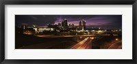 Skyscrapers lit up at night in a city, Kansas City, Jackson County, Missouri, USA 2012 Fine Art Print