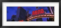 Low angle view of the Reno Arch at dusk, Virginia Street, Reno, Nevada, USA 2013 Fine Art Print