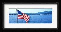 Flag and view from the Minne Ha Ha Steamboat, Lake George, New York State, USA Fine Art Print