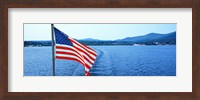 Flag and view from the Minne Ha Ha Steamboat, Lake George, New York State, USA Fine Art Print