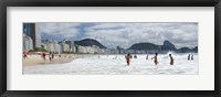 People enjoying on Copacabana Beach with Sugarloaf Mountain in background, Rio De Janeiro, Brazil Fine Art Print