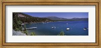 Boats in a lake with mountains in the background, Lake Tahoe, California, USA Fine Art Print