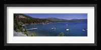 Boats in a lake with mountains in the background, Lake Tahoe, California, USA Fine Art Print