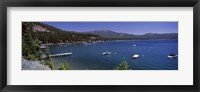 Boats in a lake with mountains in the background, Lake Tahoe, California, USA Fine Art Print
