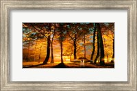 Alien and UFO in the forest Fine Art Print