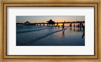 Pier at sunset, Fort Myers Beach, Estero Island, Lee County, Florida, USA Fine Art Print