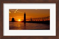 Grand Haven Lighthouse at sunset, Grand Haven, Michigan, USA Fine Art Print