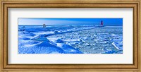 Manistique Lighthouse in winter, Upper Peninsula, Michigan, USA Fine Art Print
