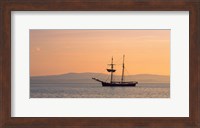 Tall ship in the Baie De Douarnenez at sunrise, Finistere, Brittany, France Fine Art Print