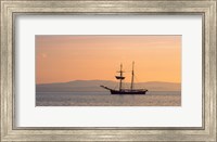 Tall ship in the Baie De Douarnenez at sunrise, Finistere, Brittany, France Fine Art Print
