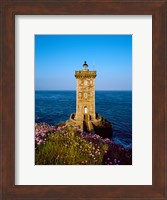 Lighthouse at the coast, Kermorvan Lighthouse, Finistere, Brittany, France Fine Art Print
