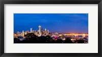 High angle view of a city at dusk, Seattle, King County, Washington State, USA 2012 Fine Art Print