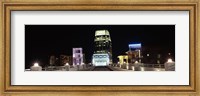 Skyline at night  from Shelby Street Bridge, Nashville, Tennessee Fine Art Print