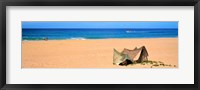 Tent on the beach, Polihale State Park, Kauai, Hawaii, USA Fine Art Print