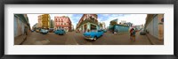 360 degree view of street scene, Havana, Cuba Fine Art Print