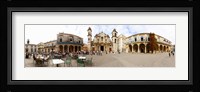 People at Plaza De La Catedral, Cathedral of Havana, Havana, Cuba Fine Art Print