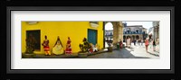 People in Native dress on Plaza De La Catedral, Havana, Cuba Fine Art Print