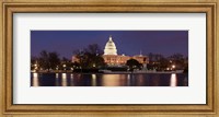 Government building lit up at dusk, Capitol Building, National Mall, Washington DC, USA Fine Art Print