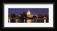 Government building lit up at dusk, Capitol Building, National Mall, Washington DC, USA Fine Art Print