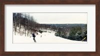 People skiing and snowboarding on Hunter Mountain, Catskill Mountains, Hunter, Greene County, New York State, USA Fine Art Print