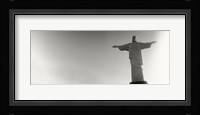 Low angle view of Christ The Redeemer, Corcovado, Rio de Janeiro, Brazil (black and white) Fine Art Print