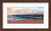 Couple sitting on the beach at sunset, Fort Lauderdale, Florida, USA Fine Art Print