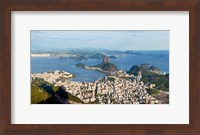High angle view of the city with Sugarloaf Mountain in background, Guanabara Bay, Rio De Janeiro, Brazil Fine Art Print