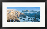 Snowy valley in winter, St. Magdalena, Geisler Spitzen, Val di Funes, Dolomites, Trentino-Alto Adige, South Tyrol, Italy Fine Art Print