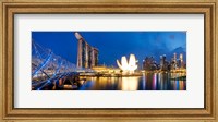 Bridge across the river, Helix Bridge, Marina Bay Sands, Art Science Museum, Singapore City, Singapore Fine Art Print