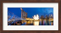 Bridge across the river, Helix Bridge, Marina Bay Sands, Art Science Museum, Singapore City, Singapore Fine Art Print
