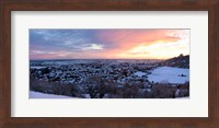 High angle view of a town in winter, Wotton-Under-Edge, Gloucestershire, England Fine Art Print